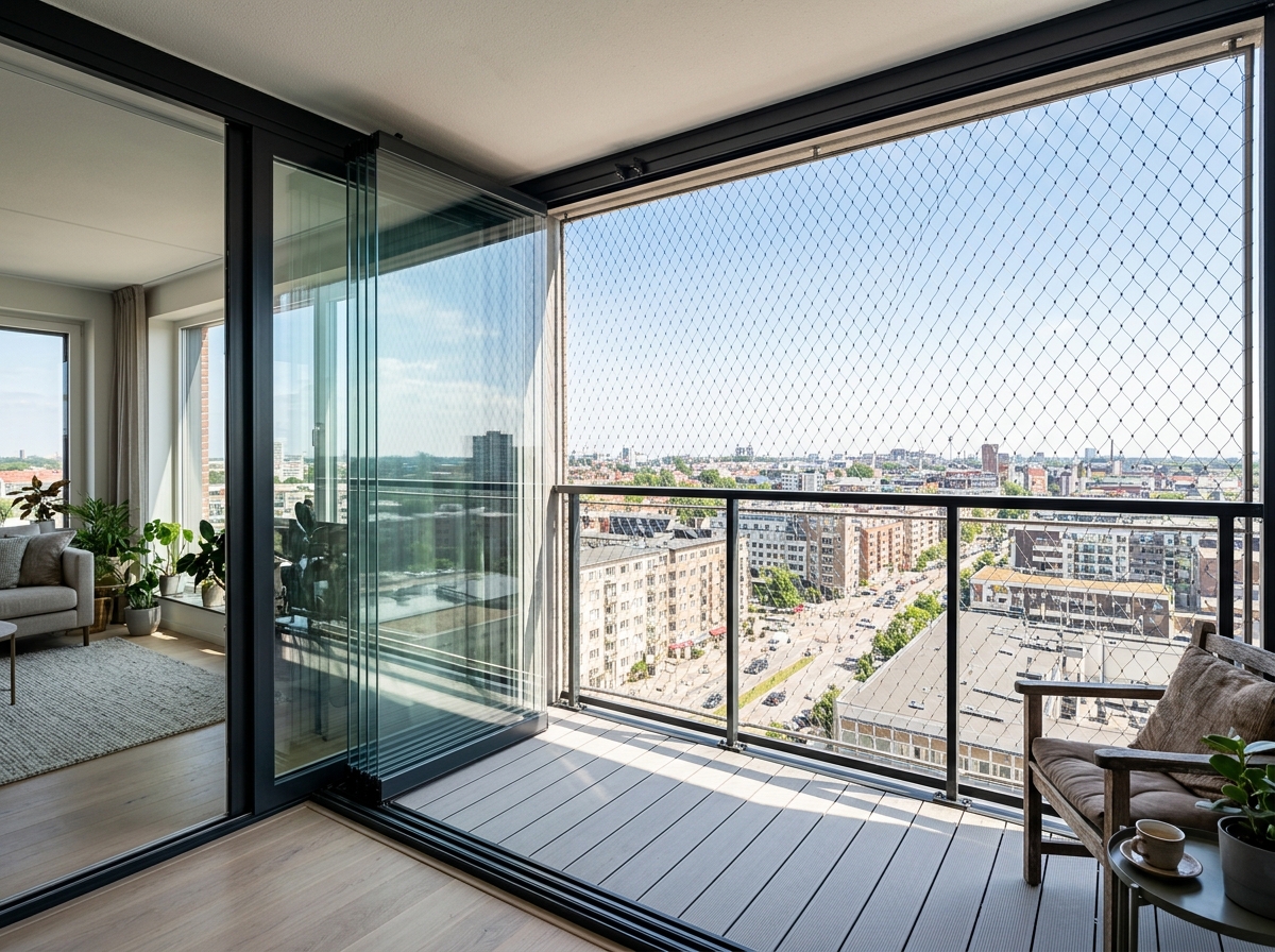 Katlanır Cam Balkon Ray Uyumlu Kedi Güvenlik Ağı - KediBalkonu