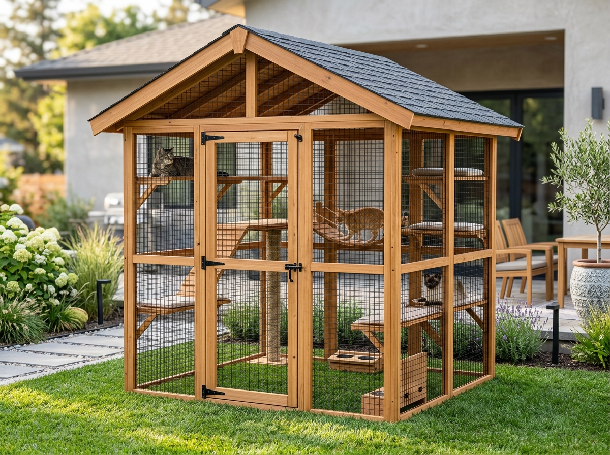 Lüks Modüler Ahşap & Alüminyum Dış Mekân Catio Köşkü - KediBalkonu
